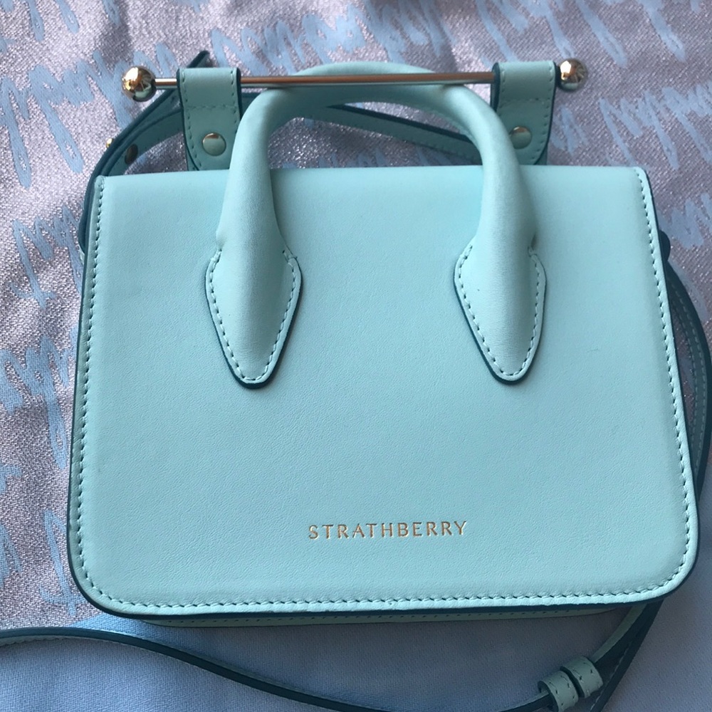 Strathberry baby blue mini purse w/ silver detail - Picture 6 of 10